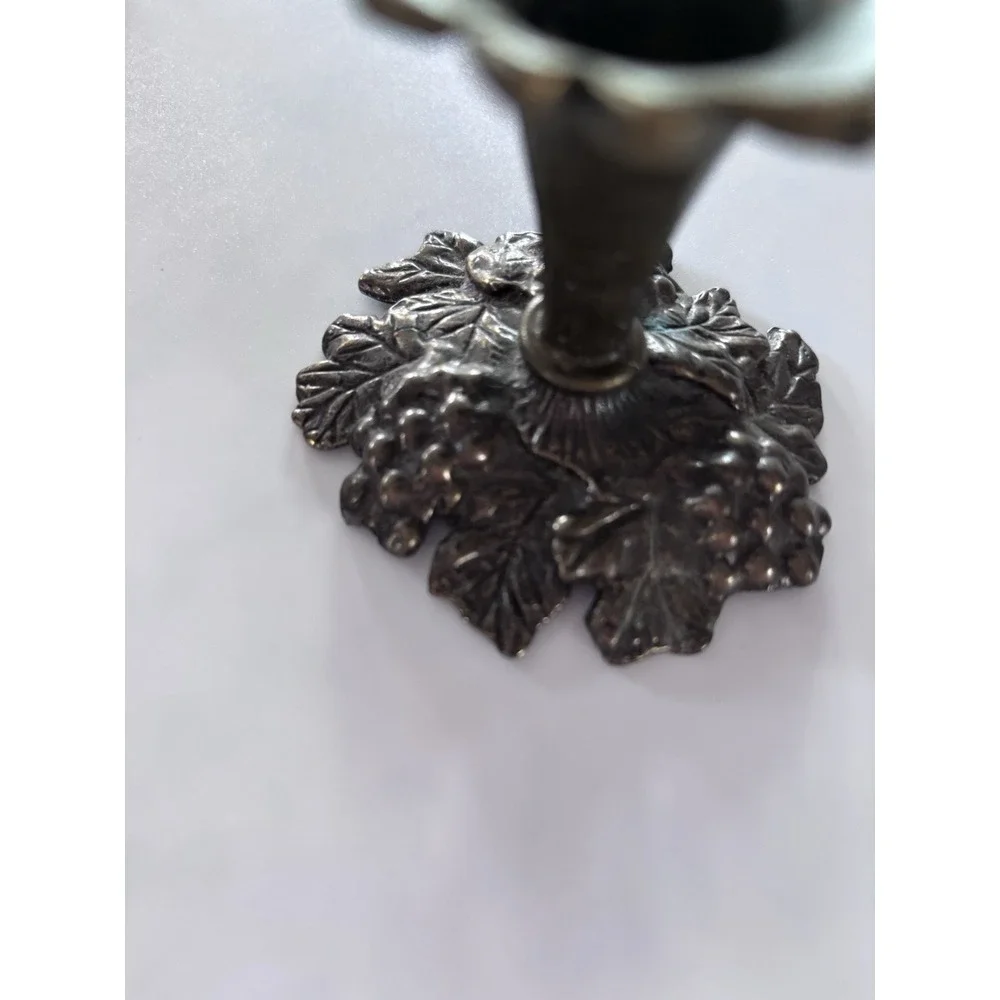 Beautiful‎ Vintage Bronze, Candlestick Holder Grapes Made In The USA. 2035. 3
